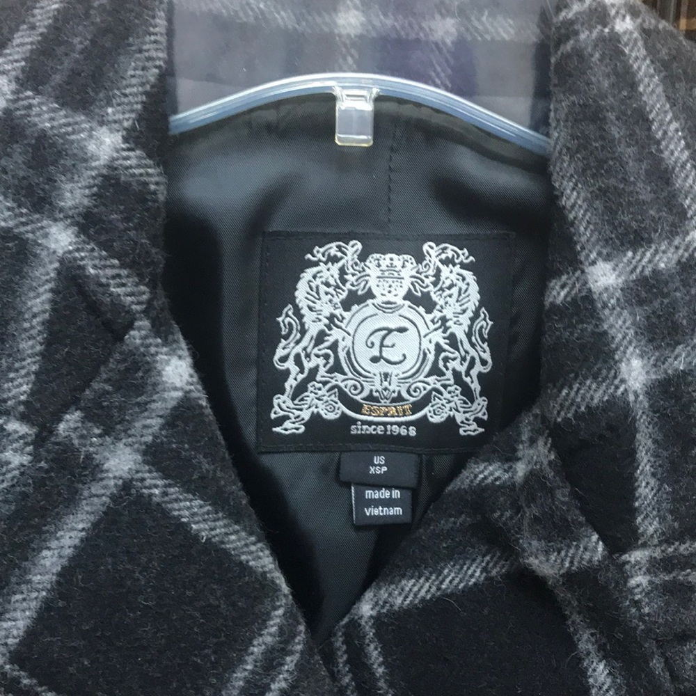 NWT,Esprit Petite Women thick wool coat,black/grey - Picture 4 of 16